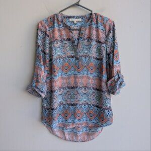 Daniel Rainn Boho Paisley 3/4 Sleeve Blouse